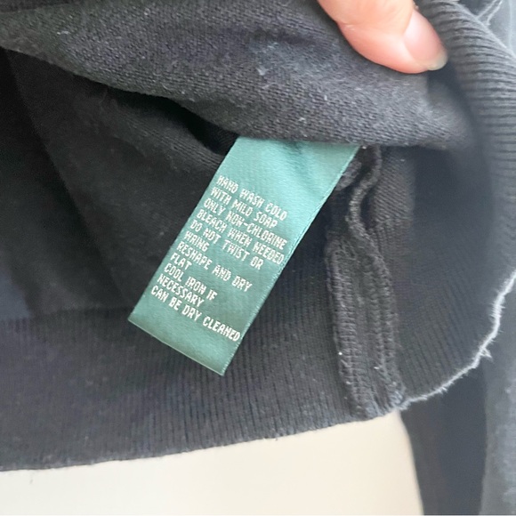 Lauren Ralph Lauren Silk Black & White Polka Dot Cardigan Sweater Petite Small - Picture 7 of 8